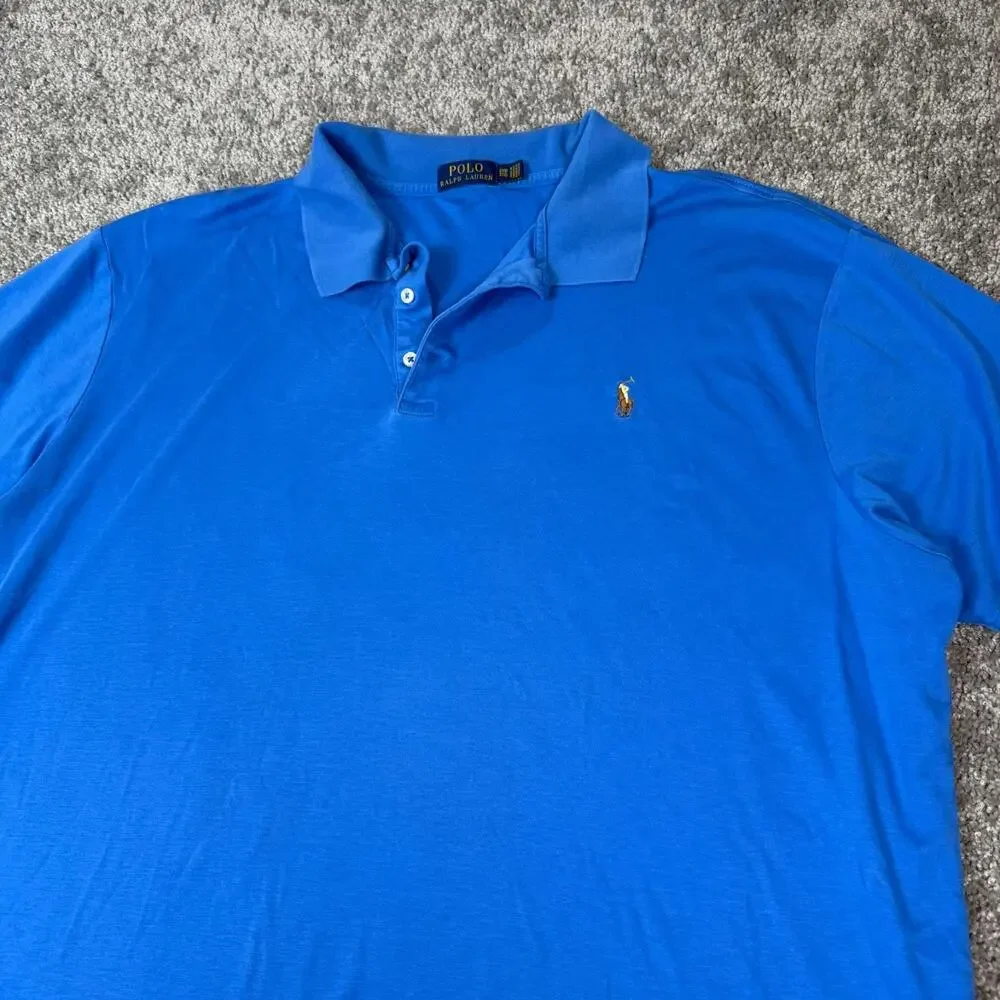 Polo Ralph Lauren Polo Shirt Mens 3XB Blue Casual Pony Golf Modern Pima Soft